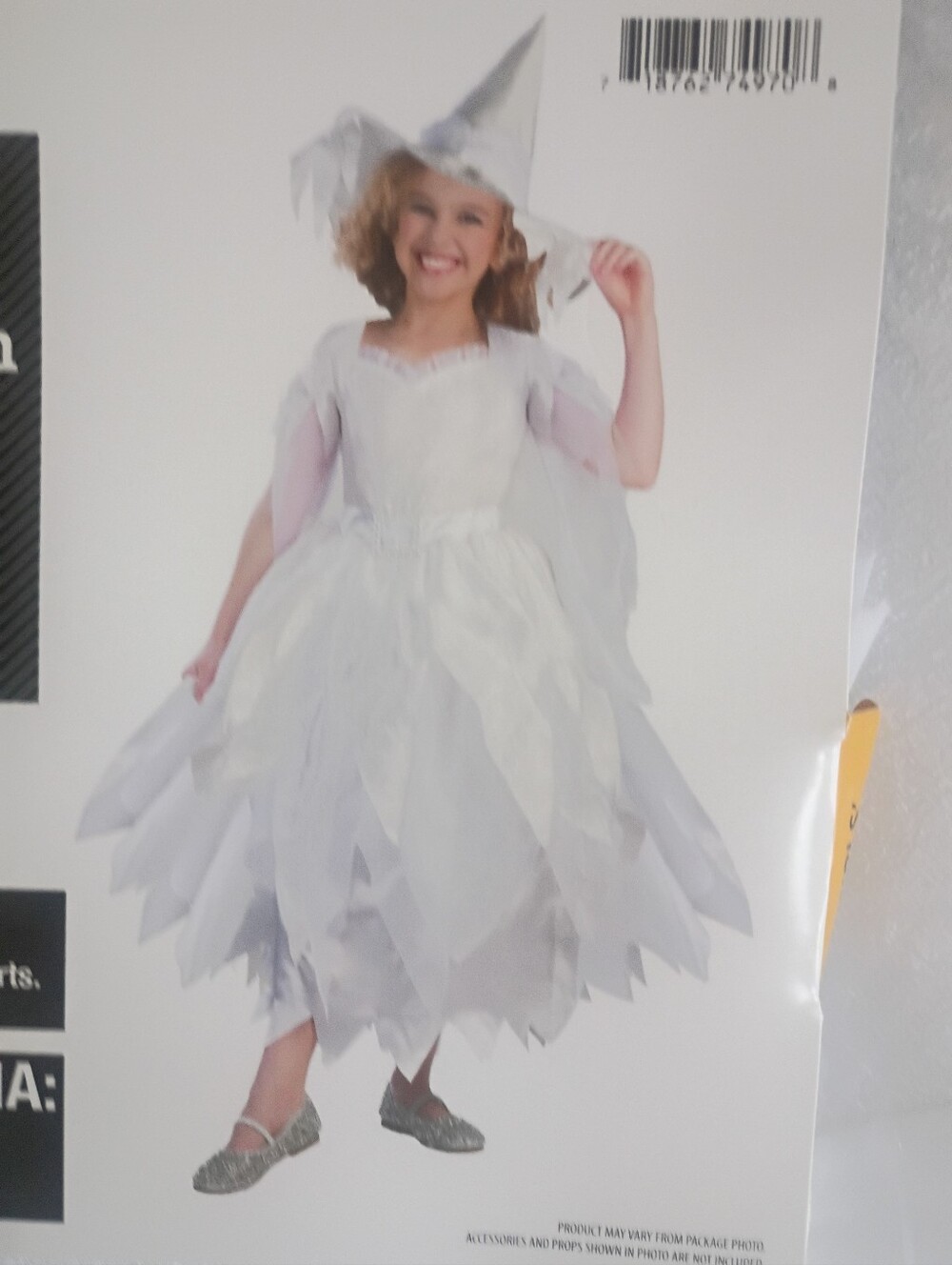 White Witch Costume Dress with Hat - Kids Lg NEW